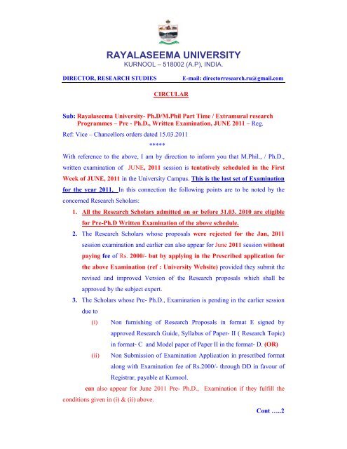 RAYALASEEMA UNIVERSITY
