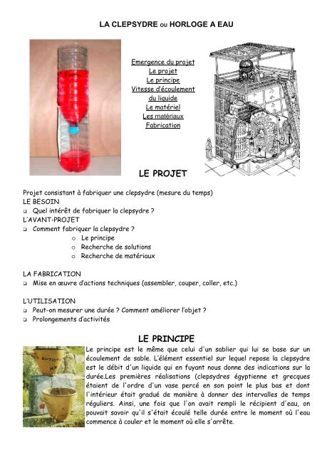 Fabriquer une clepsydre