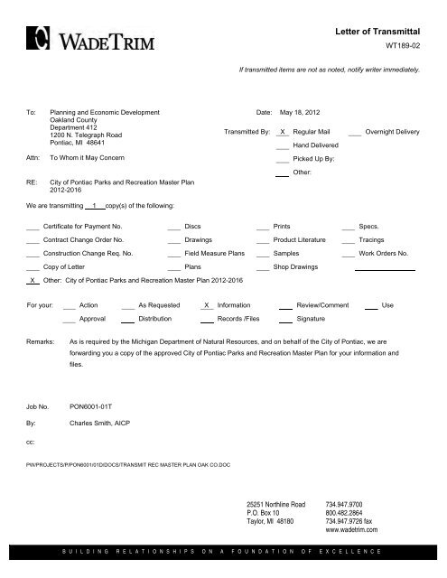 City of Pontiac Parks and Recreation Master Plan