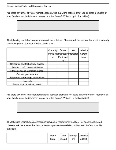 City of Pontiac Parks and Recreation Master Plan