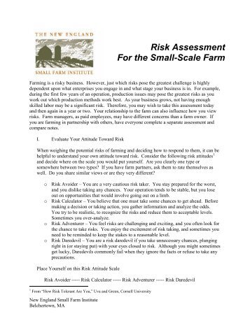 Risk Assessment For the Small-Scale Farm