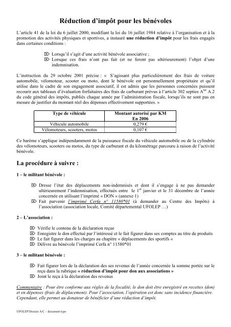 Réduction d'impôt pour les bénévoles