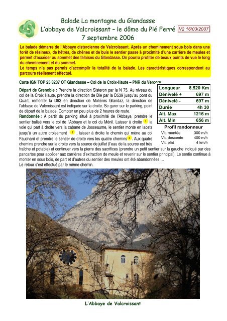 Balade La montagne du Glandasse L'abbaye de ... - Jean-Louis Negre