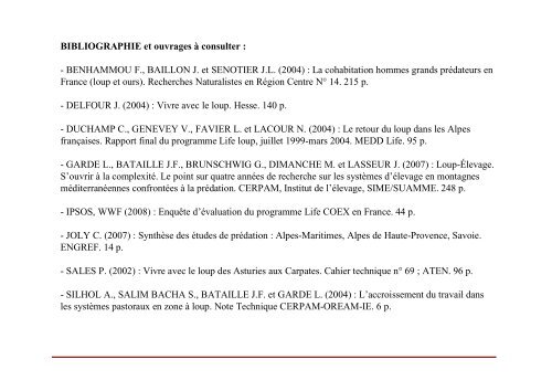 Bilan et perspectives du programme pastoraLoup - Ferus