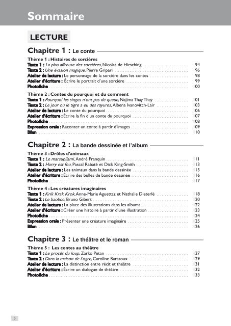 Sommaire LECTURE Chapitre