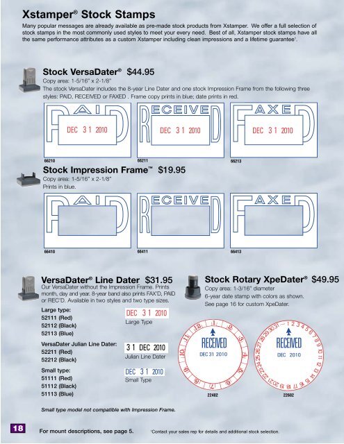 Xstamper Stamp Catalog - ACORN Sales