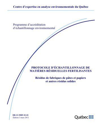 Protocole d'Ã©chantillonnage des matiÃ¨res rÃ©siduelles fertilisantes