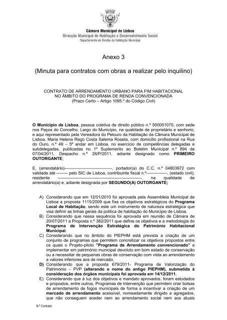 Minuta do contrato com obras - Programa Local de HabitaÃ§Ã£o