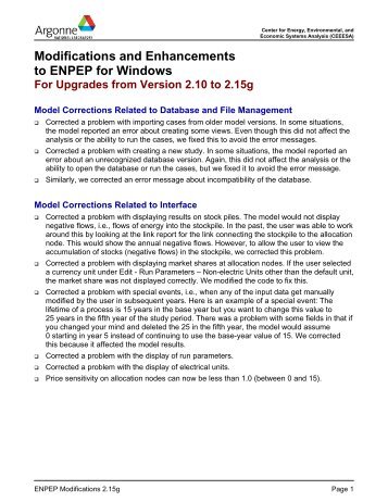 Modifications and Enhancements to ENPEP for Windows Versions ...