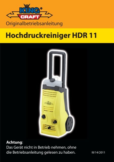 Hochdruckreiniger HDR 11 Achtung - cleanerworld GmbH