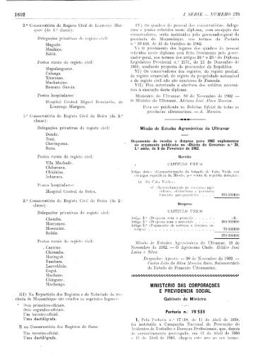 Portaria 19.533, de 30 de novembro de 1962