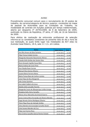 presente lista - Autoridade para as CondiÃ§Ãµes do Trabalho