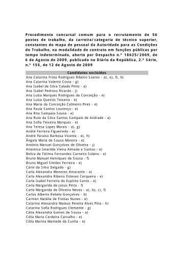 Procedimento concursal comum para o recrutamento de 56 postos ...