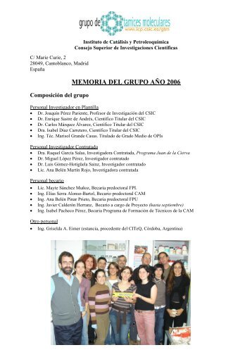 memoria del grupo año 2006 - Instituto de Catálisis y Petroleoquímica