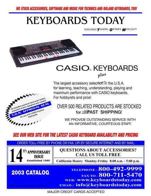 KEYBOARDS TODAY - Casio keyboard accessories and music books