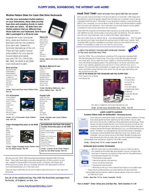 KEYBOARDS TODAY - Casio keyboard accessories and music books