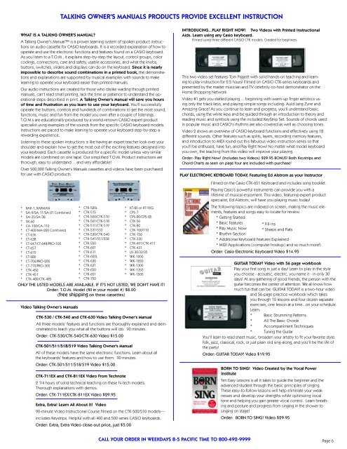 Casio Keyboard Chord Chart