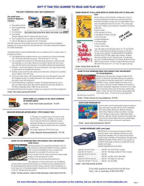 Casio Keyboard Chord Chart