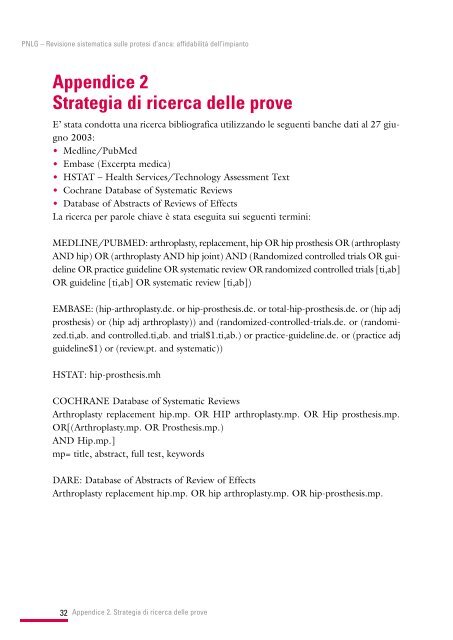 Revisione sistematica sulle protesi d'anca: affidabilitÃ  ... - SNLG-ISS