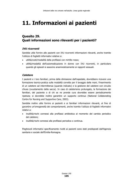 Infezioni delle vie urinarie nell'adulto - SNLG-ISS