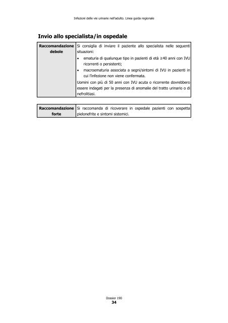 Infezioni delle vie urinarie nell'adulto - SNLG-ISS