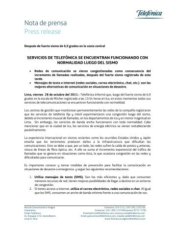 Dirección de Marketing - Telefonica en Peru