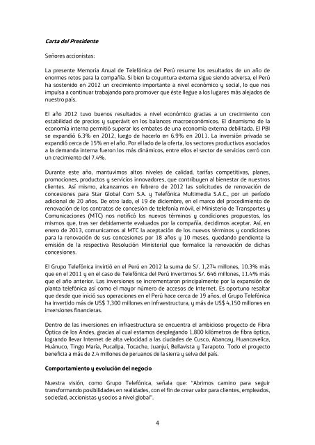 Memoria Anual 2012 Telefónica del Perú S.A.A. - Bolsa de Valores ...