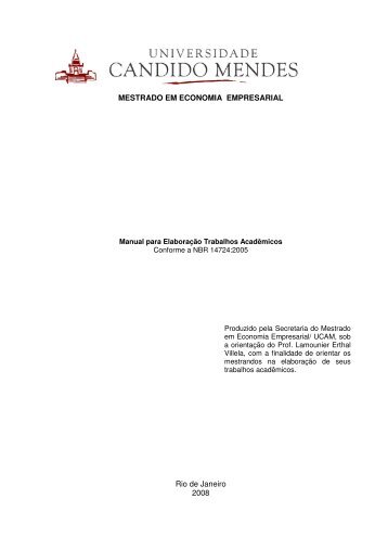 Manual para ElaboraÃ§Ã£o Trabalhos AcadÃªmicos - UCAM