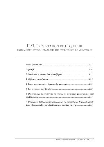 II./3. PRÃSENTATION DE L'EQUIPE III - edytem - UniversitÃ© de Savoie