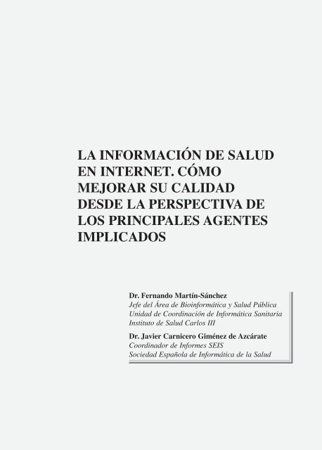 la informaciÃ³n de salud en internet. cÃ³mo mejorar su calidad desde ...