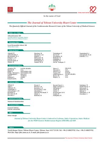 The Journal of Tehran University Heart Center