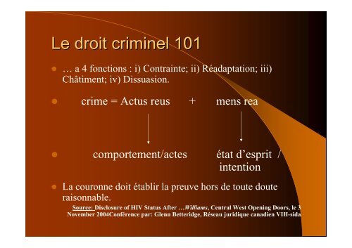 Le droit criminel et le VIH au Canada - Portail VIH / sida du QuÃ©bec