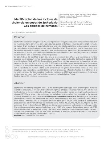 virulencia en cepas de Escherichia Coli aisladas de humanos ...