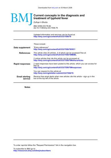 treatment of typhoid fever Current concepts in the diagnosis and