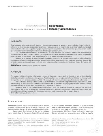 Rickettsiosis. Historia y actualidades Resumen Abstract Introducción