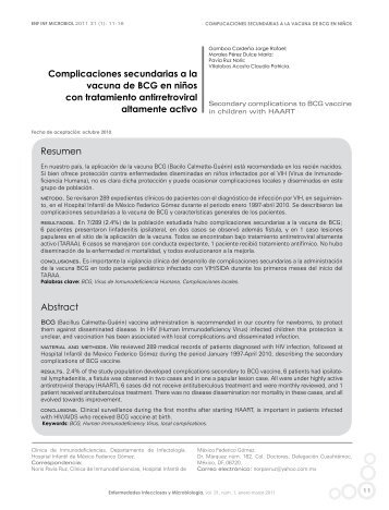 Complicaciones secundarias a la vacuna de BCG en niños con ...