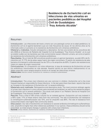 Resistencia de Escherichia coli en infecciones de vías urinarias en ...