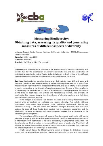 Measuring Biodiversity: Obtaining data, assessing its quality and ...