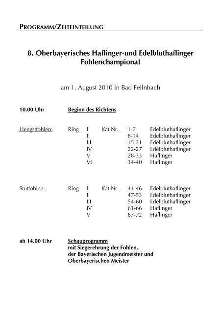 Oberbayerische Fohlenauktionen 2010 - Haflinger Reit- und ...
