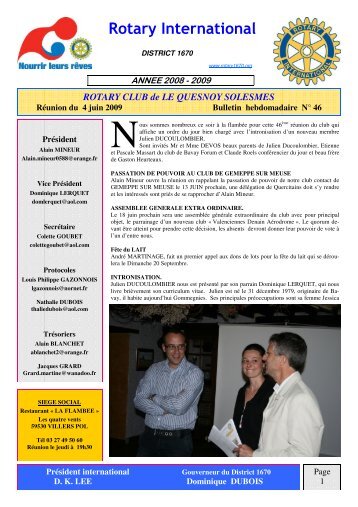 (Bulletin N\260 46) - Rotary Club Le Quesnoy Solesmes - Free