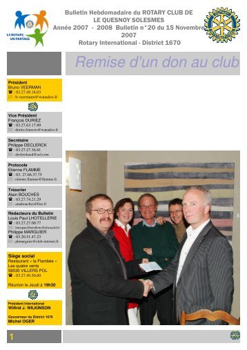 (Bulletin n\26020) - Rotary Club Le Quesnoy Solesmes - Free