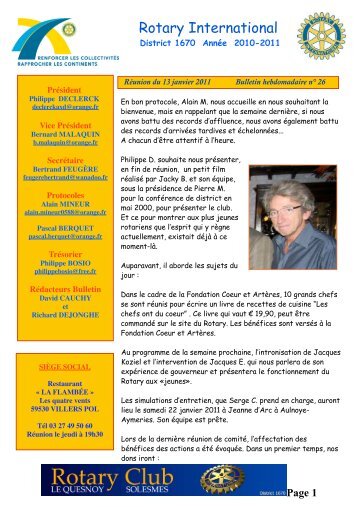 Bulletin nÂ° 26 - Rotary Club Le Quesnoy Solesmes - Free