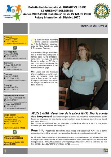 (Bulletin n\26038) - Rotary Club Le Quesnoy Solesmes