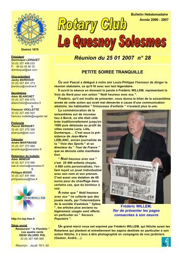 RÃ©union du 25 01 2007 nÂ° 28 - Rotary Club Le Quesnoy Solesmes