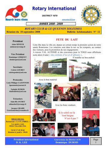 Rotary International - Rotary Club Le Quesnoy Solesmes - Free