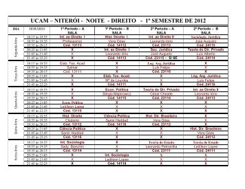 UCAM â NITERÃI - NOITE - DIREITO - 1Âº SEMESTRE DE 2012