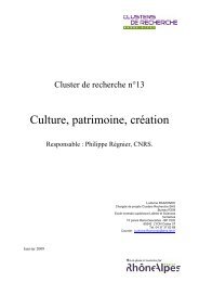 Culture, patrimoine, crÃ©ation - Cluster 13