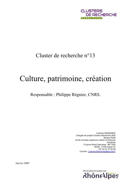 Culture, patrimoine, crÃ©ation - Cluster 13