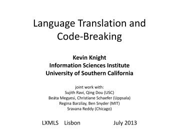 language translation and code-breaking - LxMLS 2013