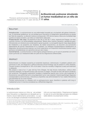 Actinomicosis pulmonar simulando un tumor mediastinal en un niño ...